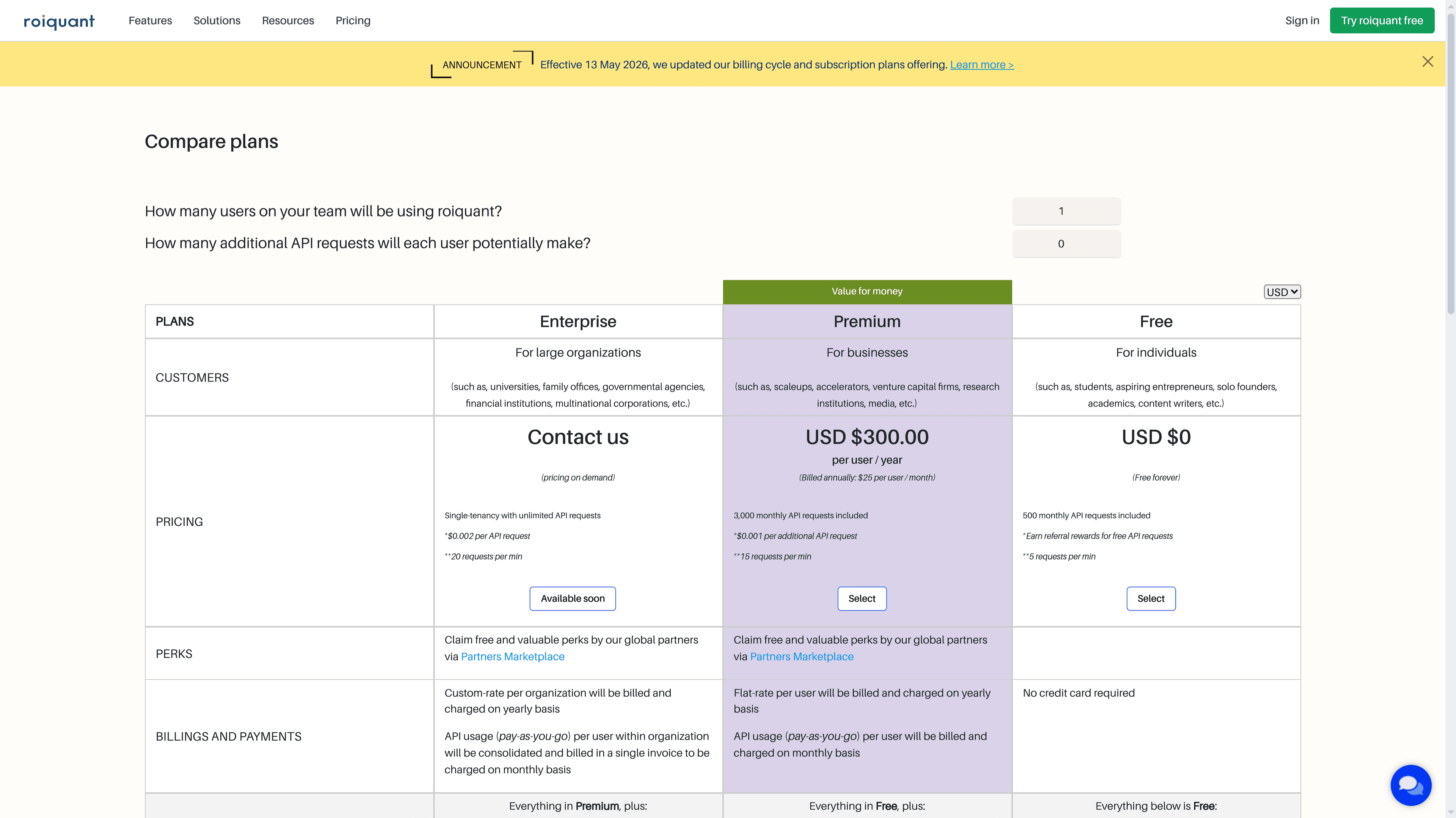 roiquant updated its AWS Activate Provider, billing cycle and subscription plans offering